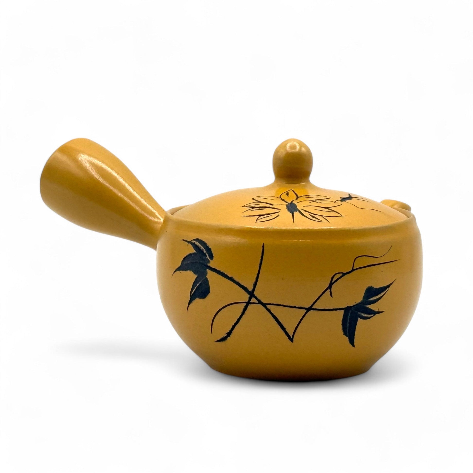 Inoue Tea Yixing Hanabori Yellow Tokoname-yaki Kyusu - Japanese Mini Teapot