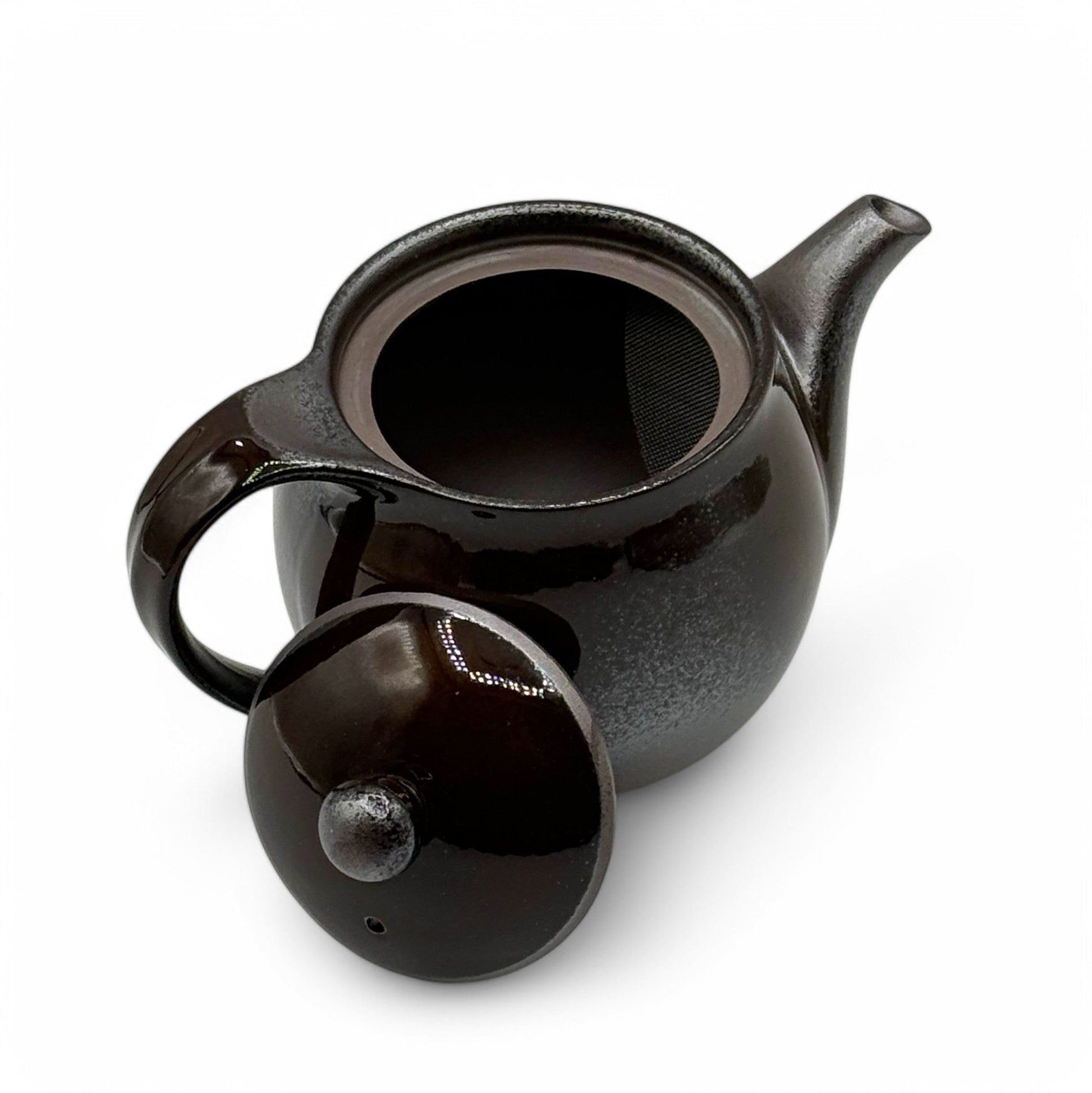 Inoue Tea Toffee Brown Banko-yaki Kyusu - Japanese Teapot