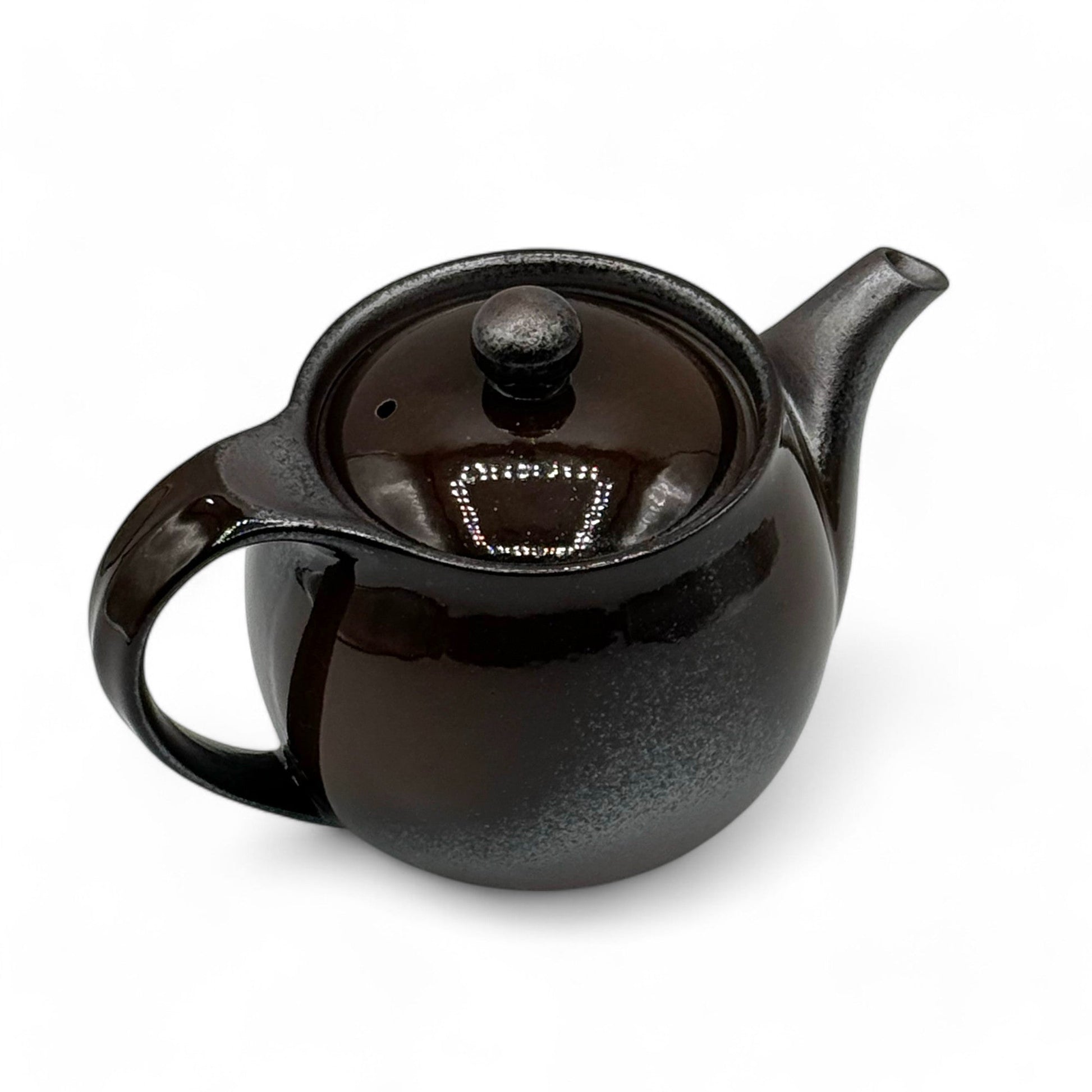 Inoue Tea Toffee Brown Banko-yaki Kyusu - Japanese Teapot