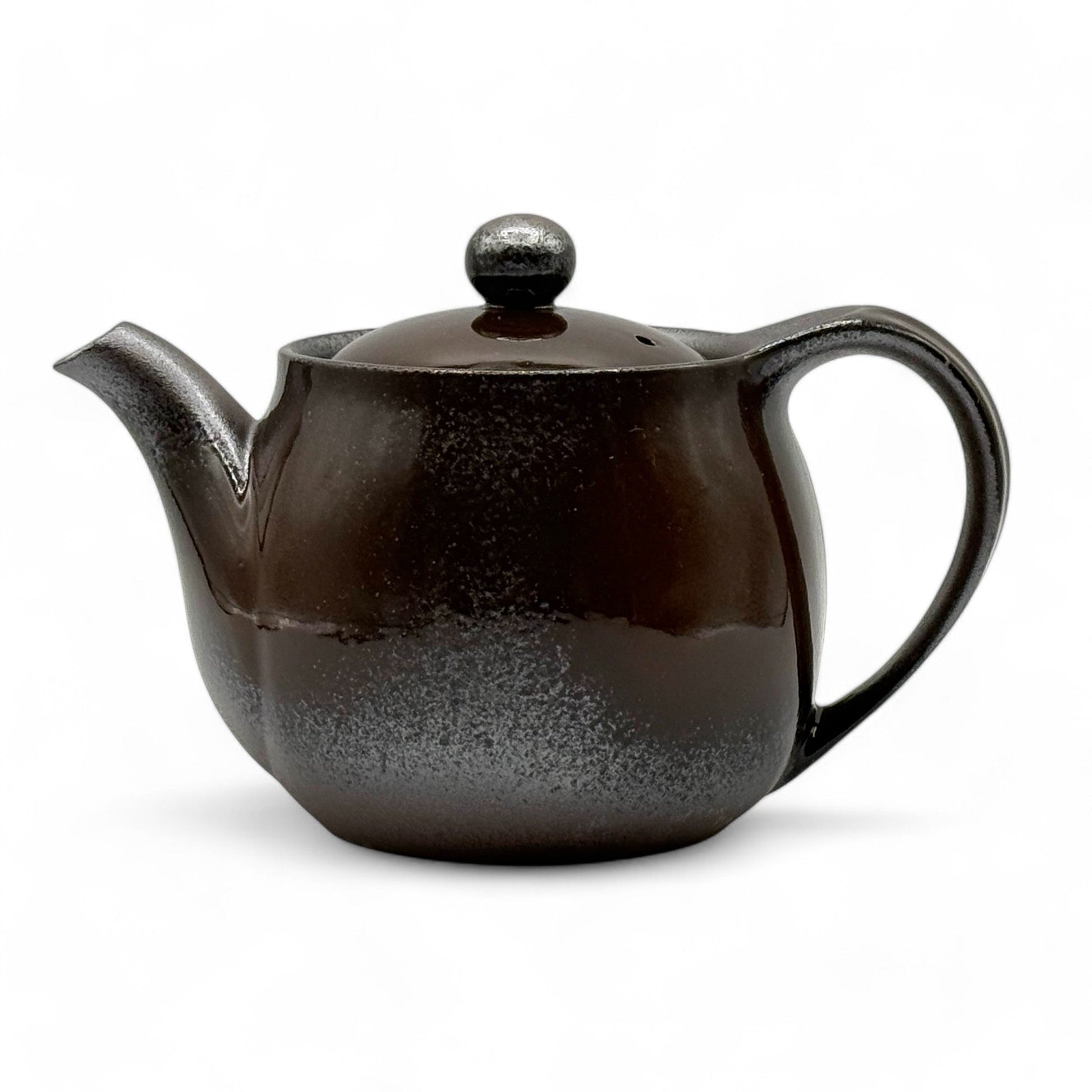 Inoue Tea Toffee Brown Banko-yaki Kyusu - Japanese Teapot