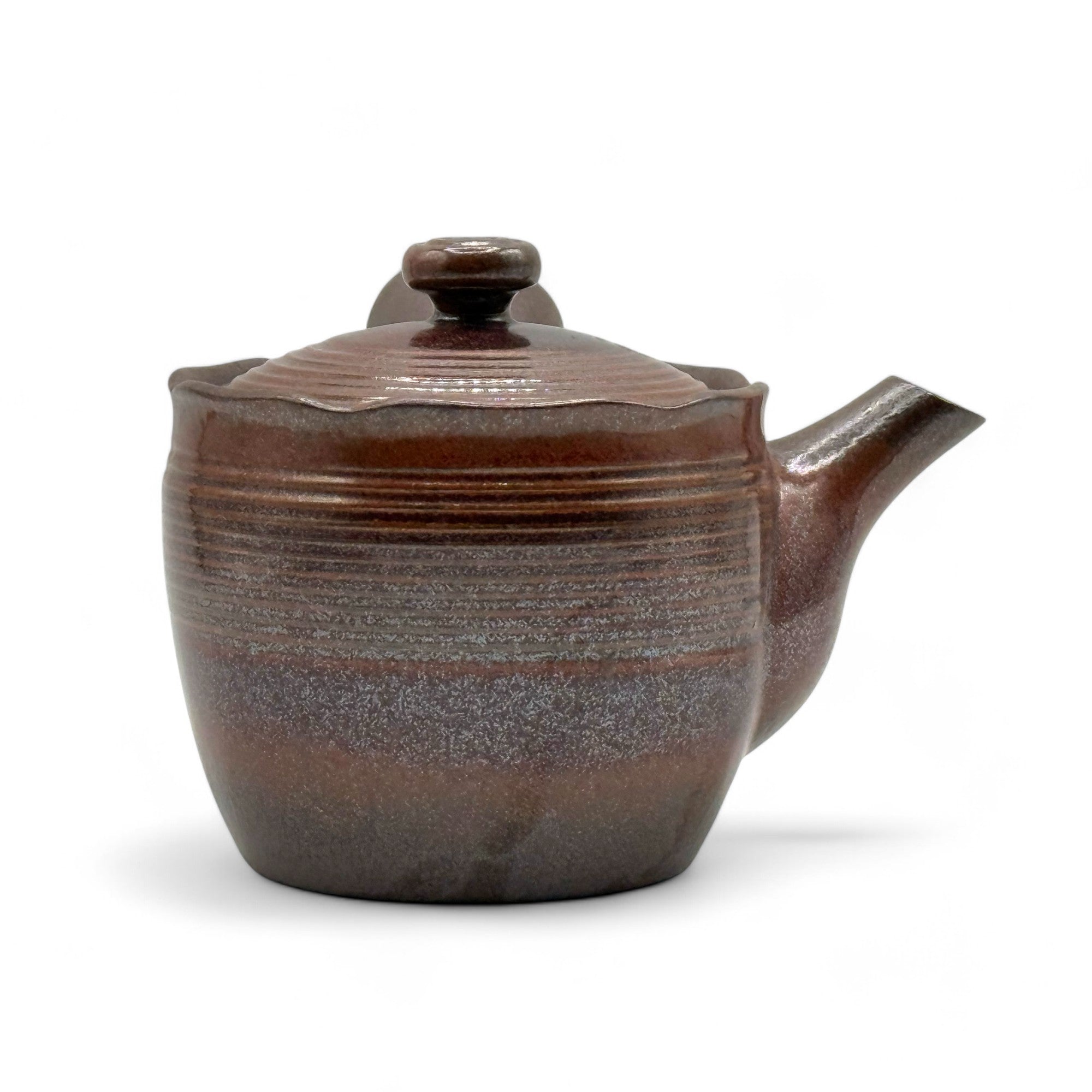 Inoue Tea Hanafubuki Flame Brown Banko-yaki Kyusu - Japanese Teapot featuring a traditional design and brown ceramic finish.