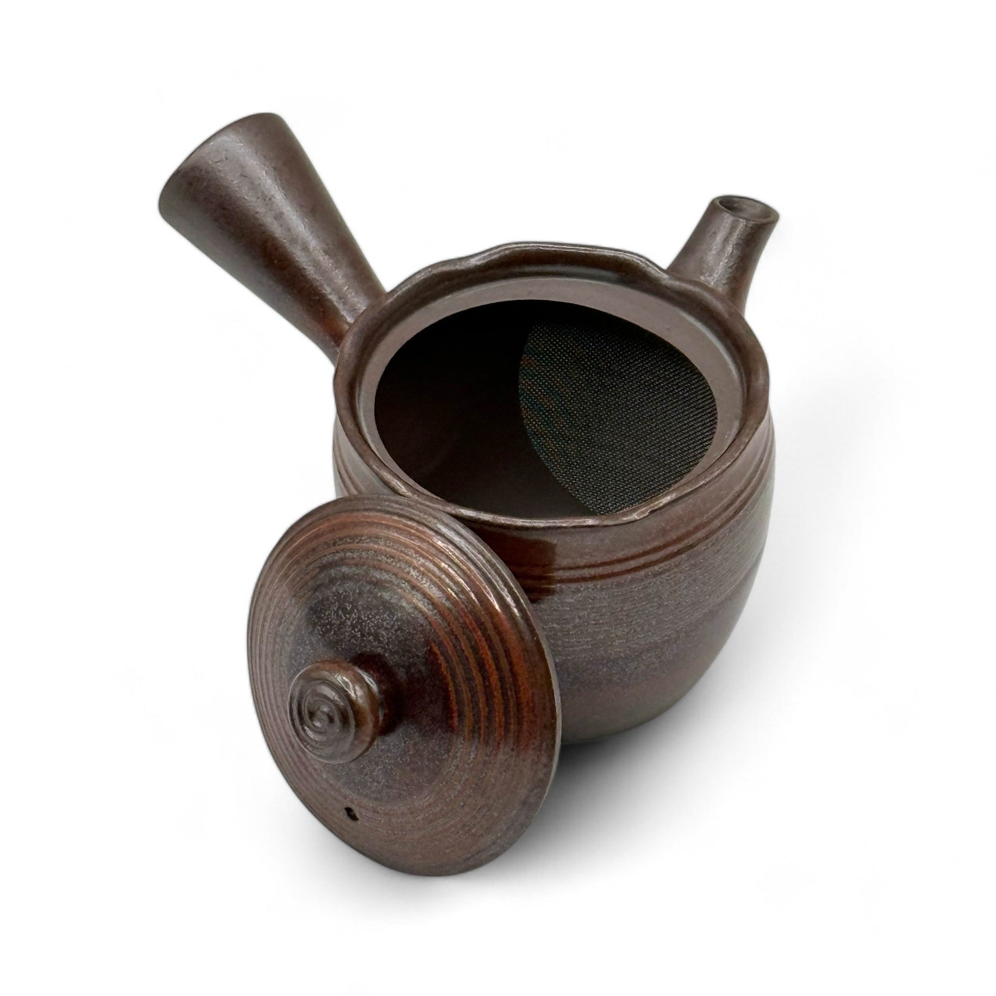 Inoue Tea Hanafubuki Flame Brown Banko-yaki Kyusu - Japanese Teapot