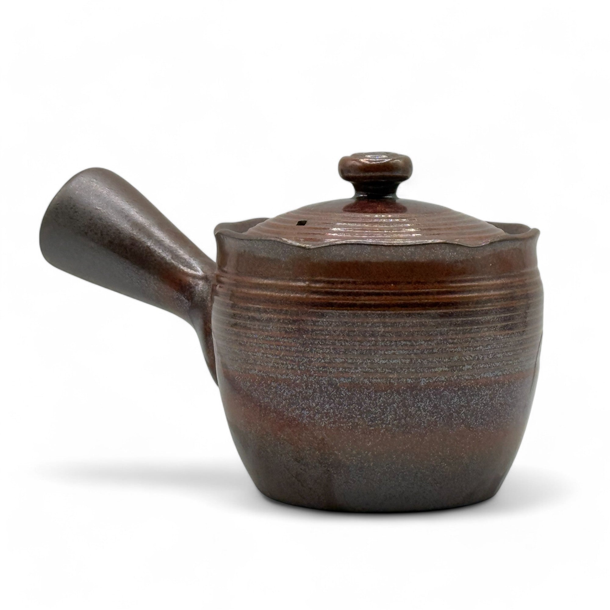 Inoue Tea Hanafubuki Flame Brown Banko-yaki Kyusu - Japanese Teapot in a brown ceramic design, showcasing traditional craftsmanship.