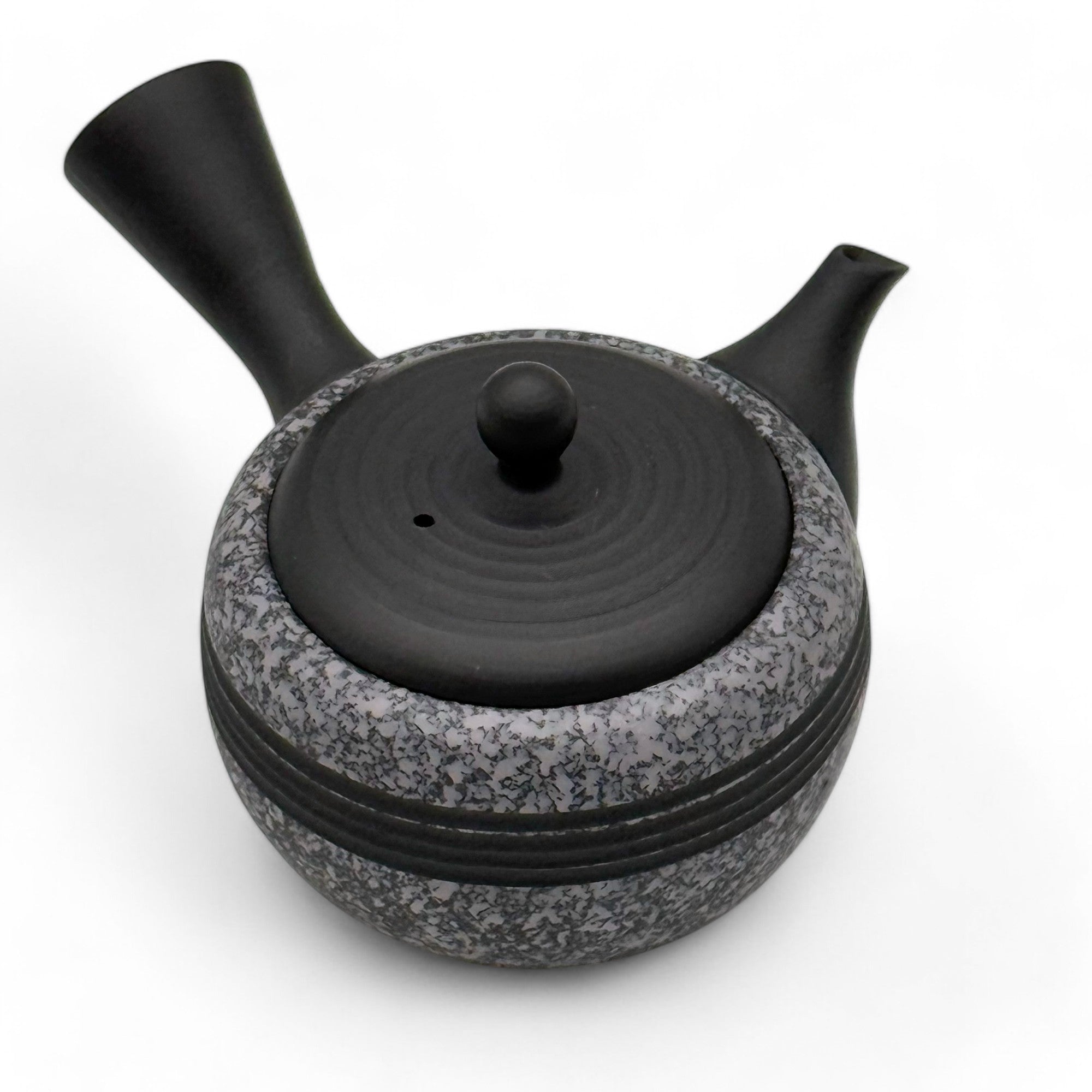 Inoue Tea Komaru Gray Tokoname-yaki Kyusu by Haku yō - Japanese mini teapot with a traditional design and gray finish.