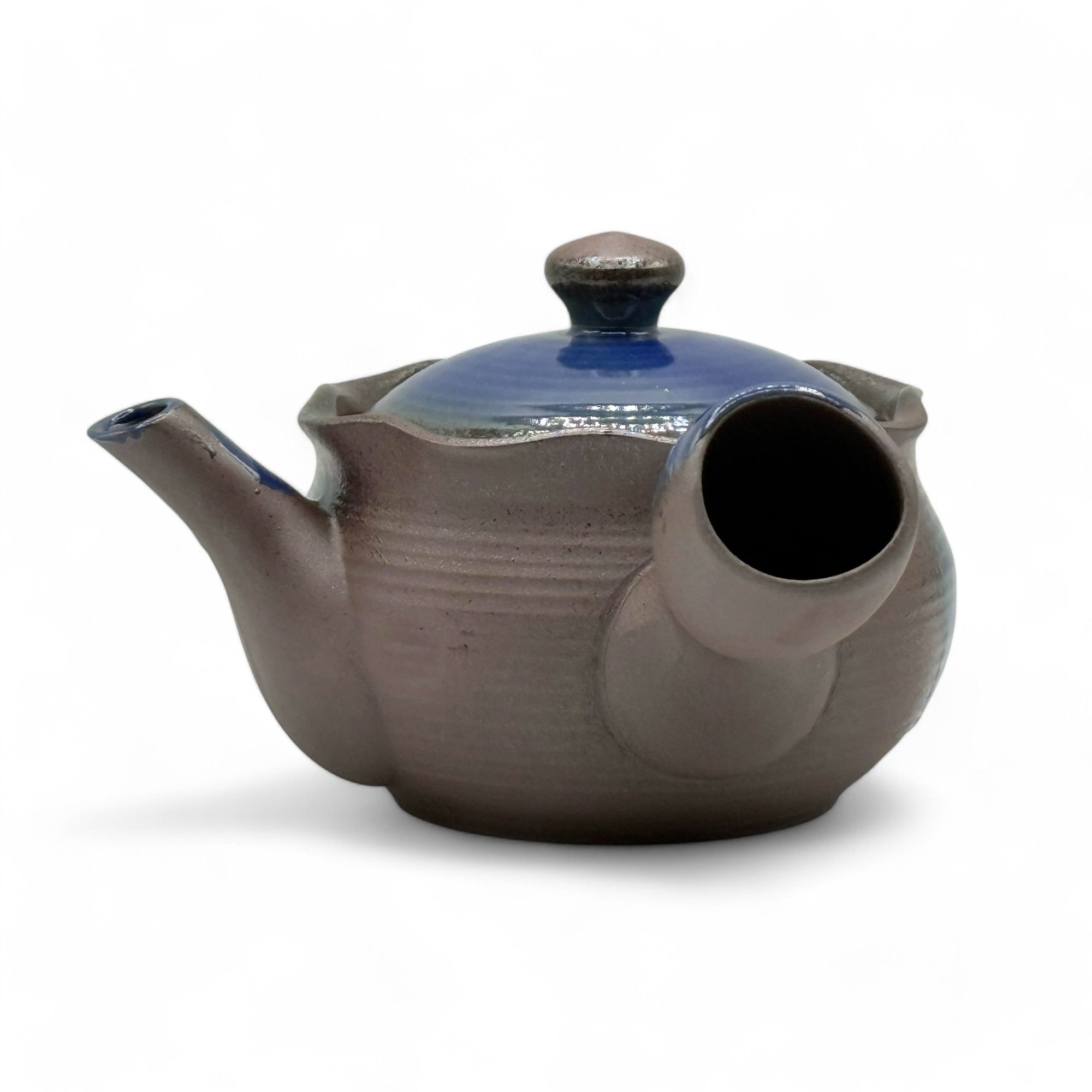 Inoue Tea Hana Mizuki Blue Banko-yaki Kyusu - Japanese Teapot, showcasing a traditional blue ceramic design.