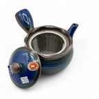 Inoue Tea Hana Mizuki Blue Banko-yaki Kyusu - Japanese teapot with a blue floral design and a traditional spout.