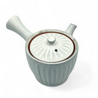 Inoue Tea Kiku Kohiki Rustic White Tokoname-yaki Kyusu - Japanese Teapot, shown in image TEP-063-4