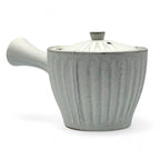Inoue Tea Kiku Kohiki Rustic White Tokoname-yaki Kyusu - Japanese Teapot, showing a white teapot with a rustic design.