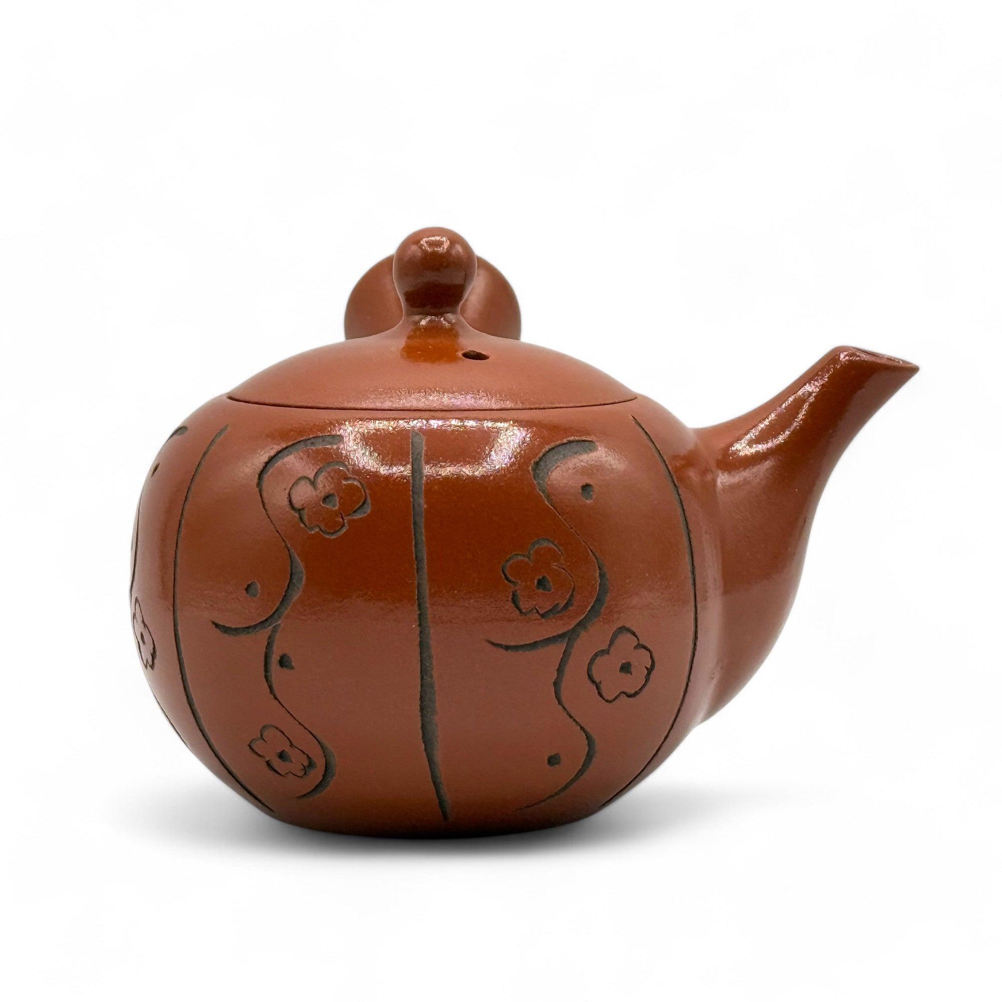 Inoue Tea Yixing Tokusa Red Tokoname-yaki Kyusu - Japanese Teapot, showing a traditional red teapot with a smooth finish.