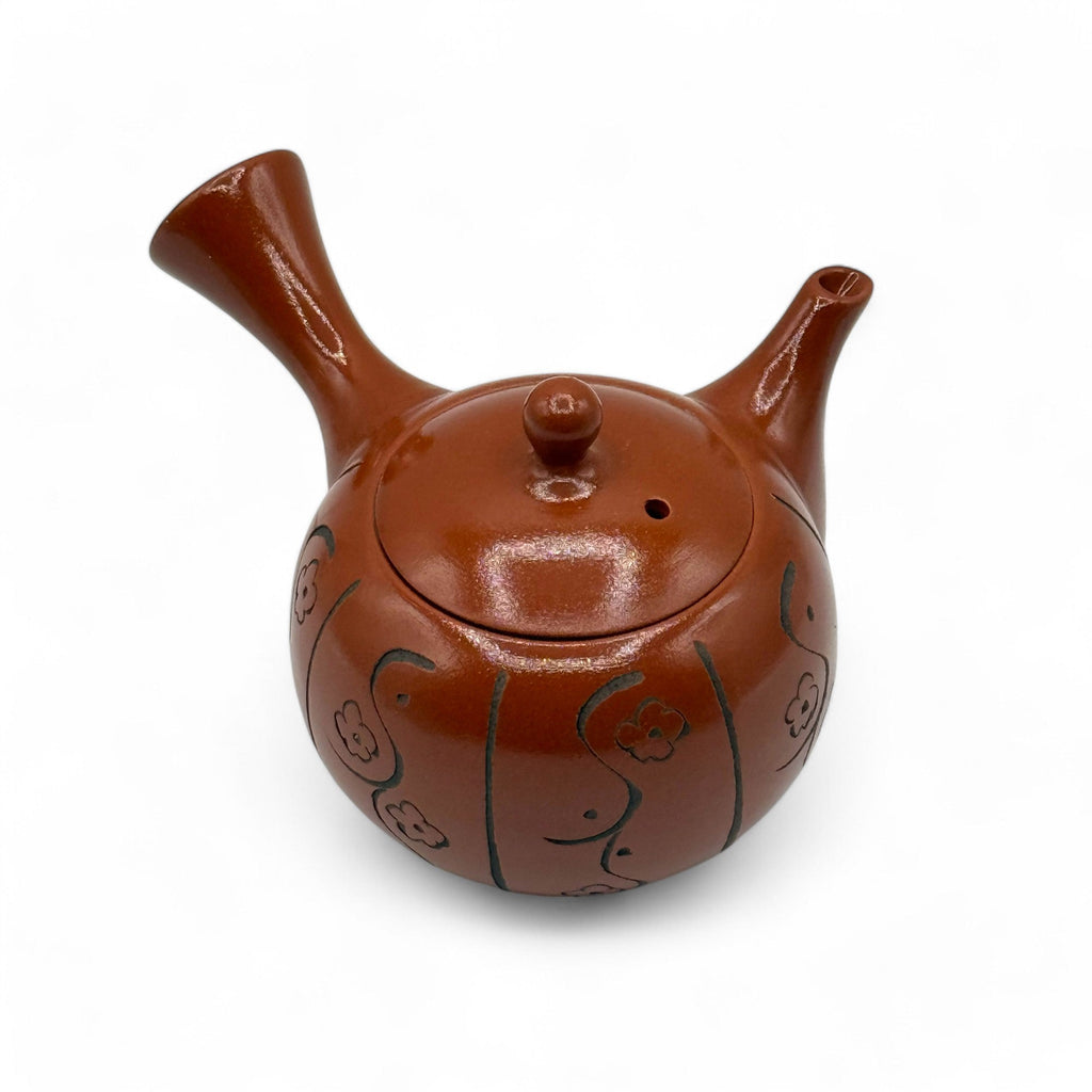 Inoue Tea Yixing Tokusa Red Tokoname-yaki Kyusu - Japanese Teapot, featuring a traditional design and rich red color.