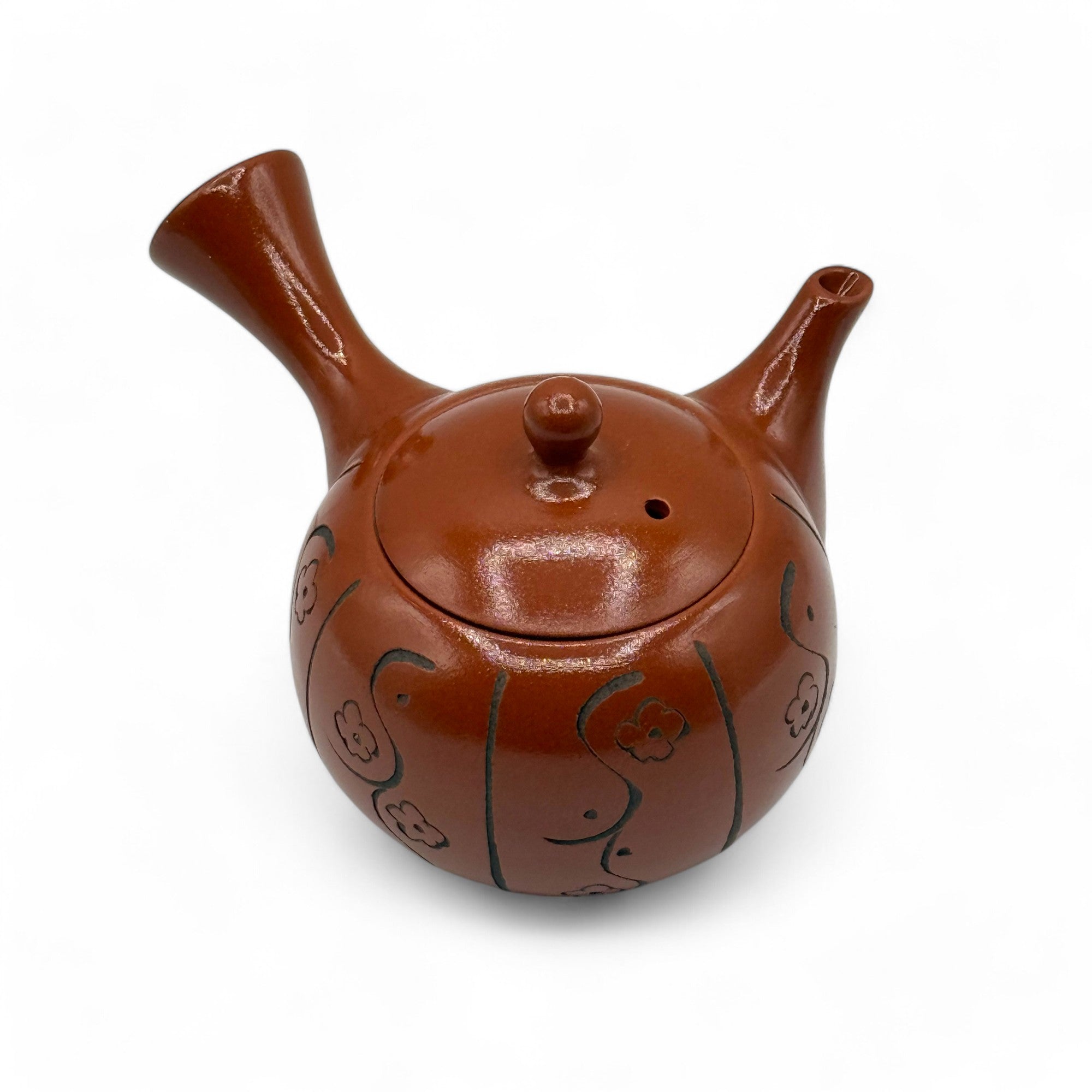 Inoue Tea Yixing Tokusa Red Tokoname-yaki Kyusu - Japanese Teapot, featuring a traditional design and rich red color.
