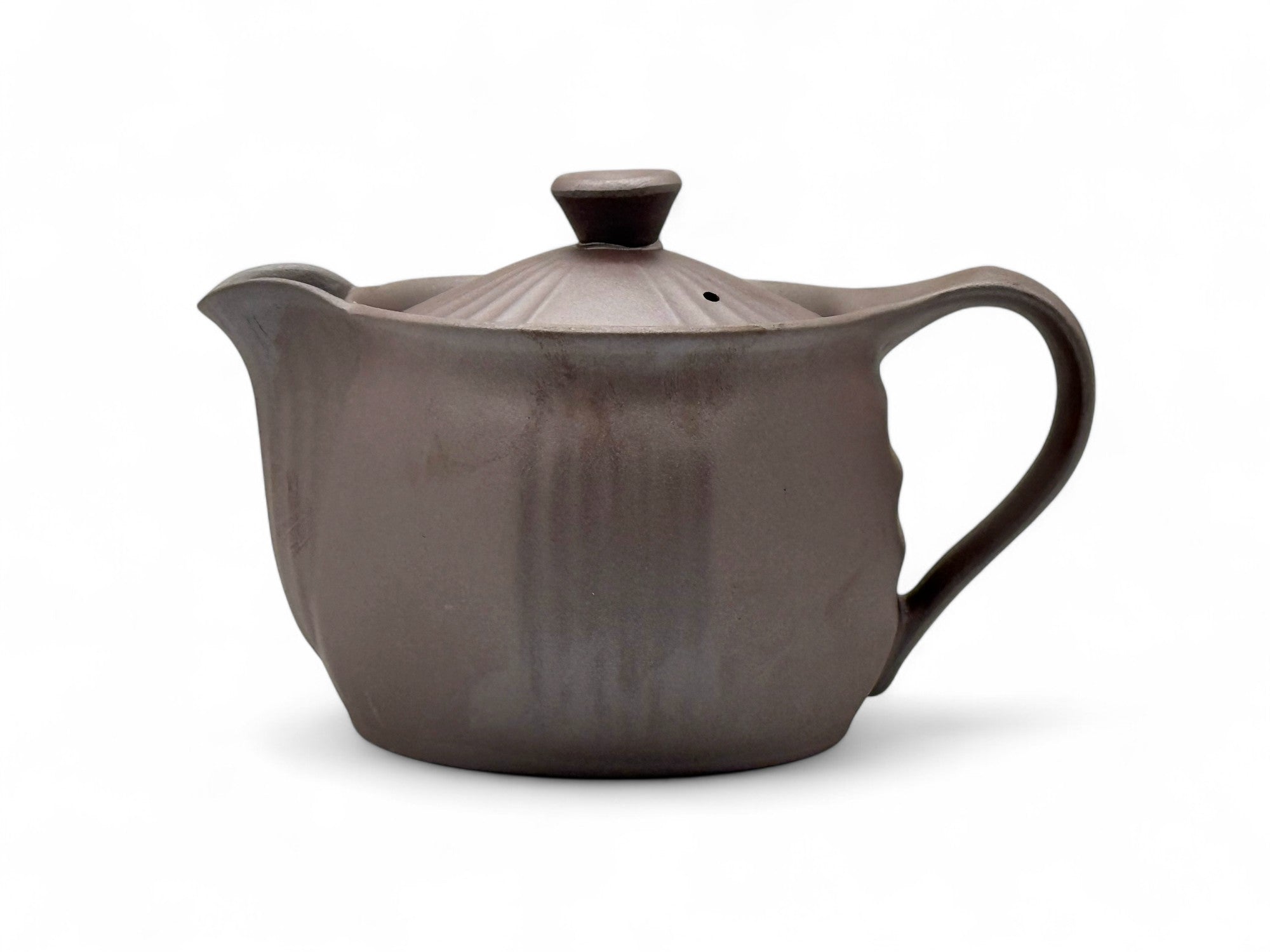 Inoue Tea Ichiro Brown Banko-yaki Kyusu - Japanese Teapot, ceramic teapot with side handle, 3.3"W x 3.5"H, 13.5oz capacity.