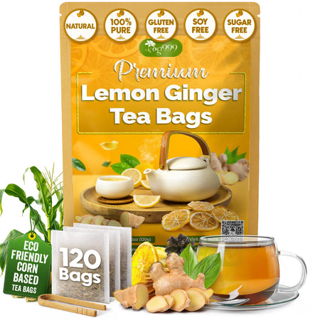 FreshDrinkUS Lemon Ginger Herbal Tea Bags