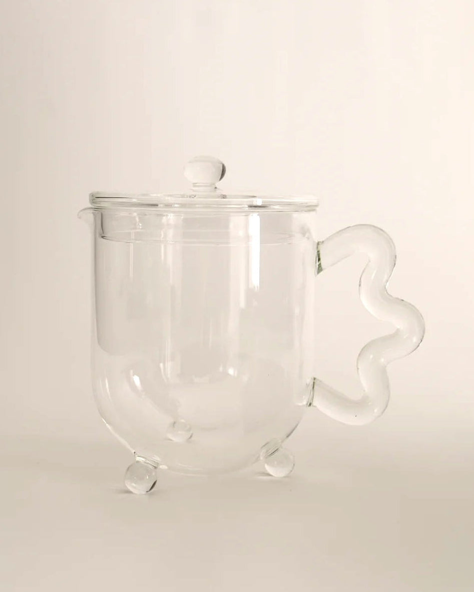 The Qi Multicolor Bloom glass teapot