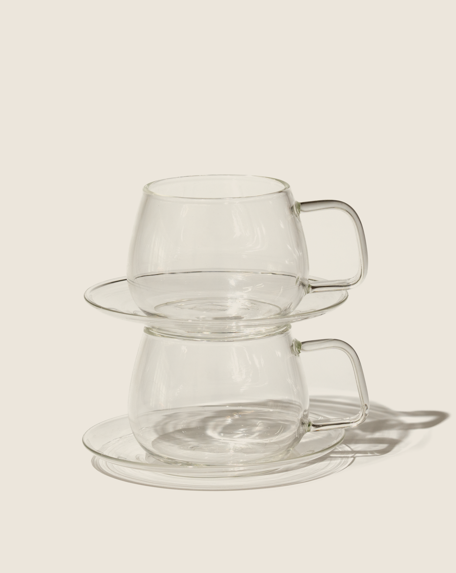 Glass Cups + Saucers - 2 Sets - Thumbnail 2