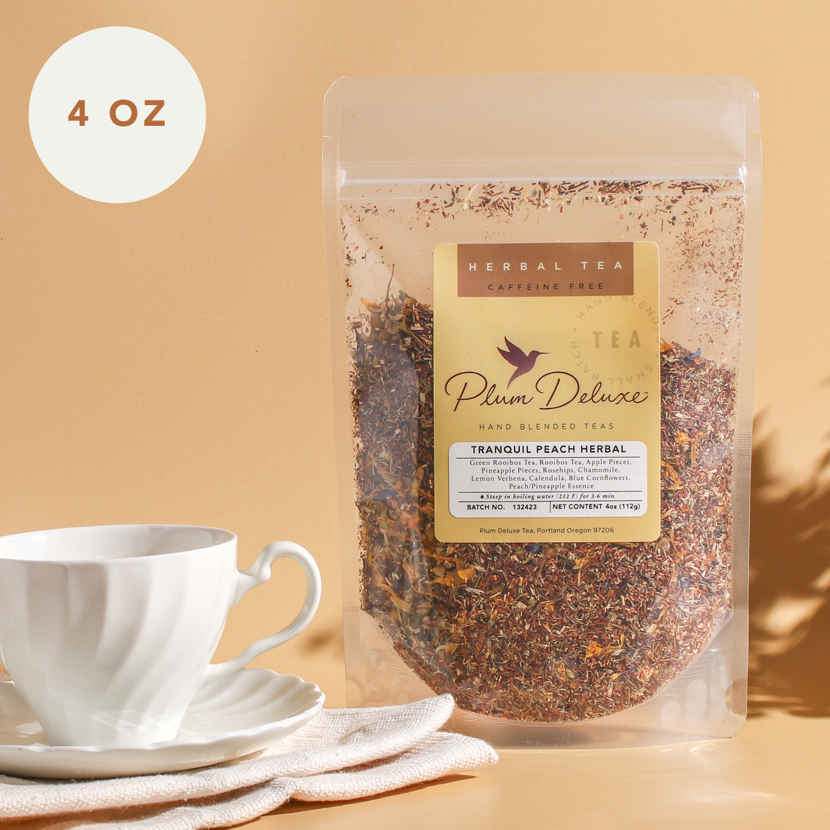 Plum Deluxe Tranquil Peach Herbal Tea (Pineapple - Peach - Chamomile)