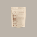 9 Spice Agave Fresh Chai by Somage USA, back packaging view showing ingredients and preparation instructions.