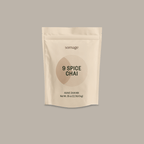 9 Spice Agave Fresh Chai by Somage USA, featuring a blend of spices, Ceylon black tea, and ginger in a packaged format.
