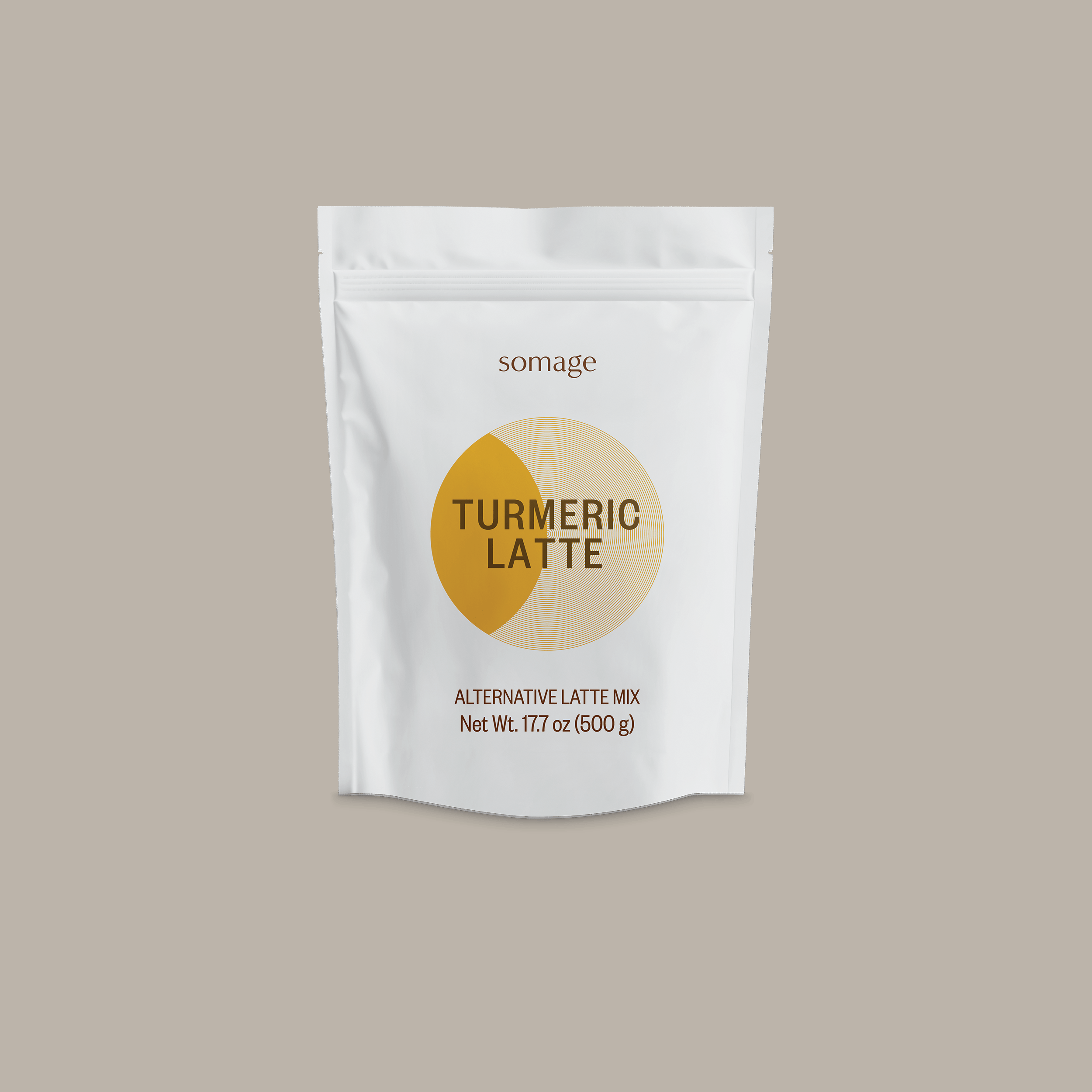 Turmeric Latte by Somage USA in a package featuring a blend of turmeric, cinnamon, ginger, and black pepper.