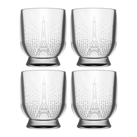 Aprika Life La Rochere Parisienne Tumbler Set of 4, featuring four premium glass tumblers designed for beverages and hosting.
