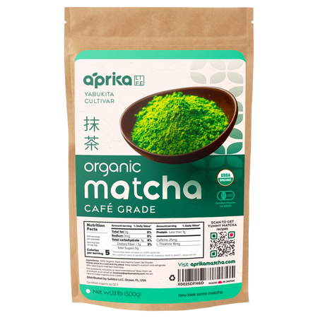 Aprika Life Organic Japanese Matcha Green Tea Powder (WHOLESALE) in a packaging that highlights its culinary grade and organic certification.