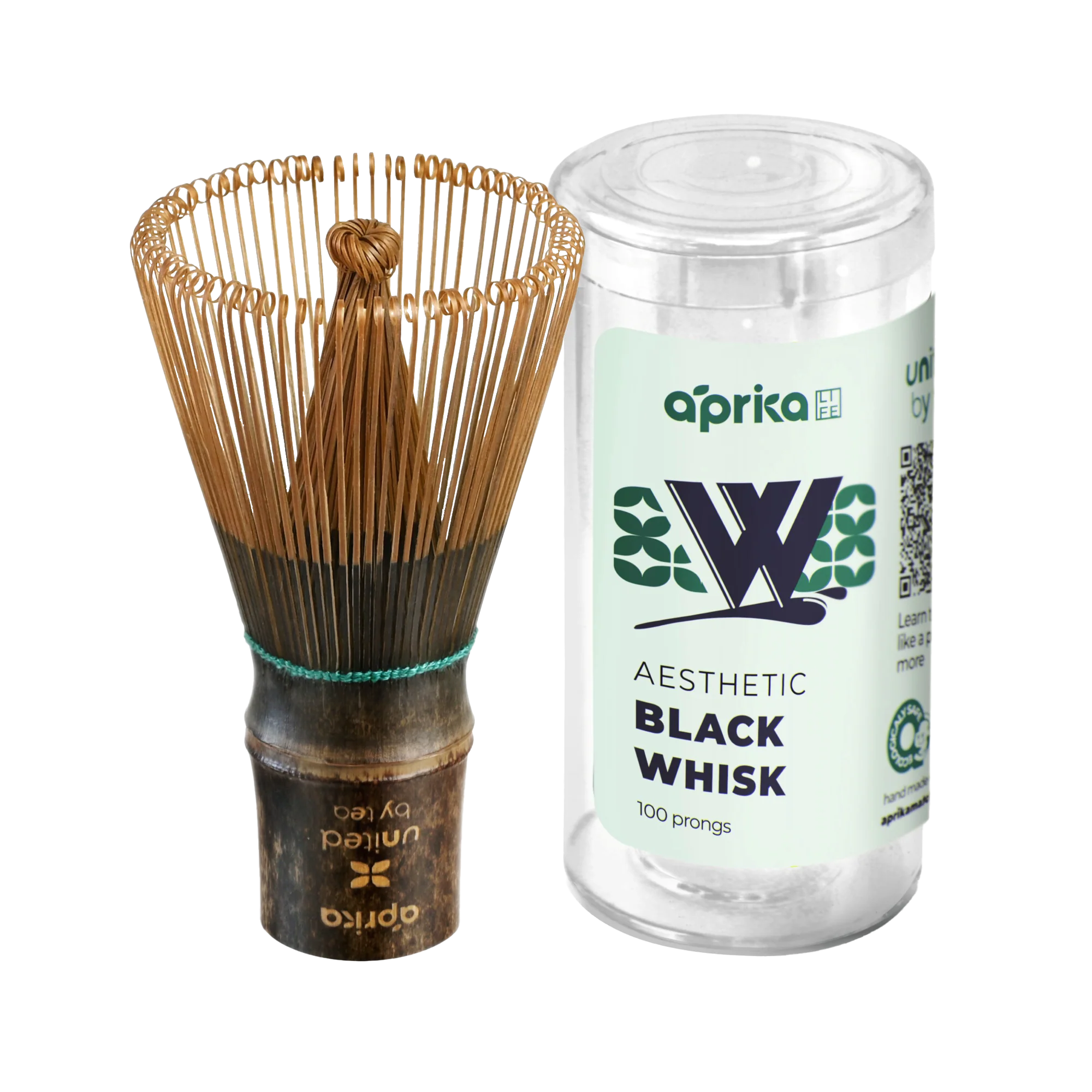 Aprika Life Dark Bamboo Matcha Whisk (100 Prongs)