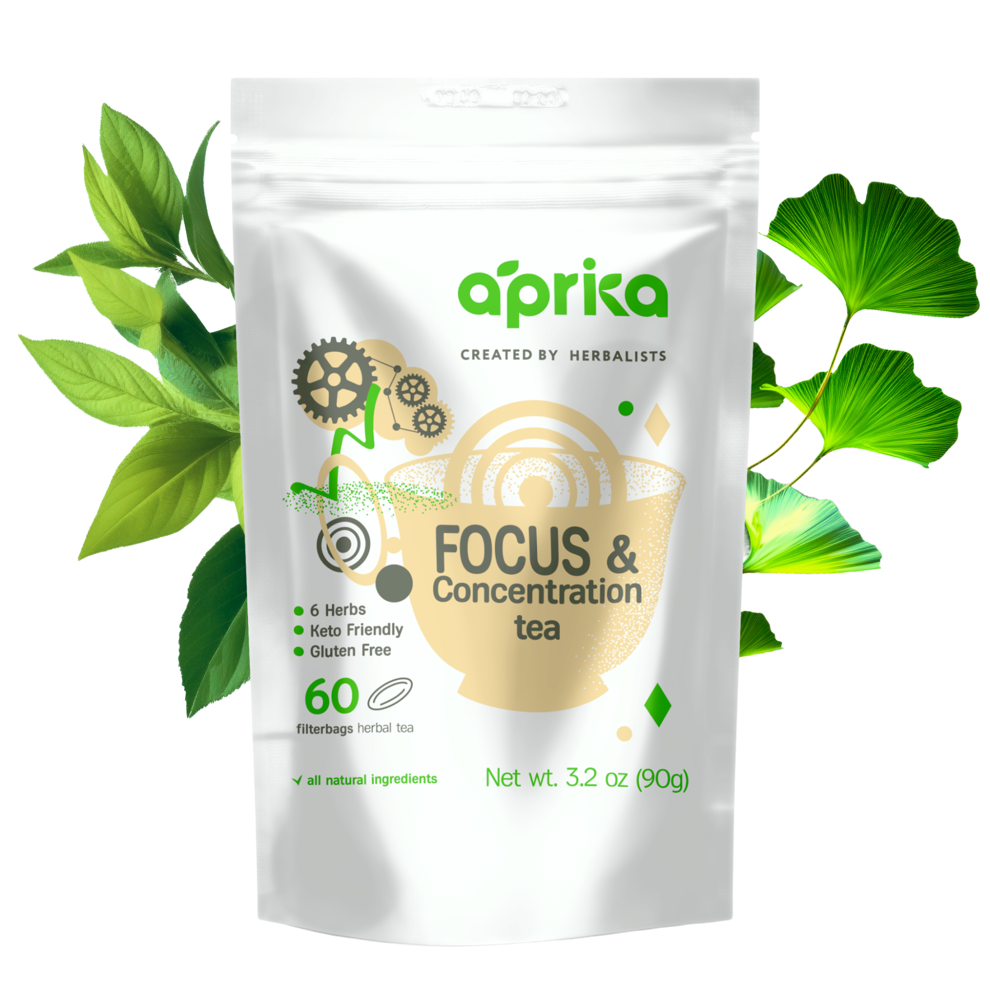 Aprika Life Focus & Concentration Herbal Tea, 60 Bags