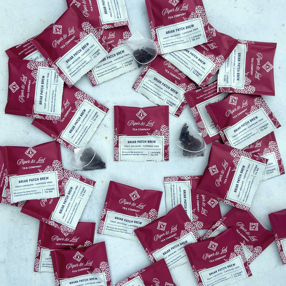 Piper and Leaf Briar Patch Brew Case of Tea Bag Envelopes- 50ct, featuring individually packaged tea sachets in a neatly organized case.