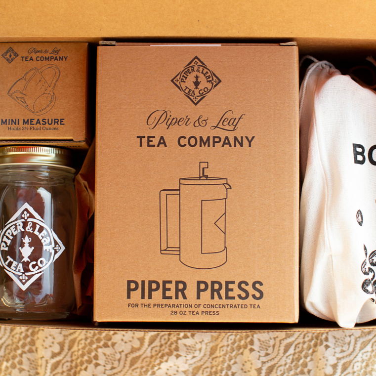 Boba Tea Kit by Piper and Leaf Tea Co. displayed with ingredients and tools for making boba tea