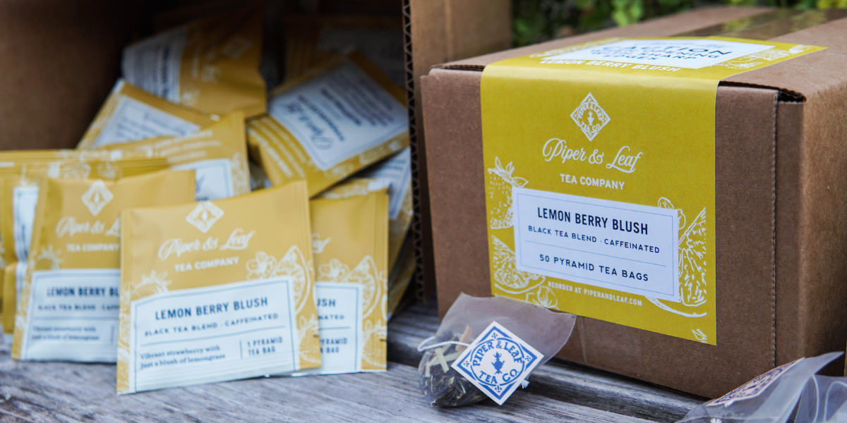 Piper and Leaf Lemon Berry Blush Case of Individually Wrapped Tea Bags- 50ct