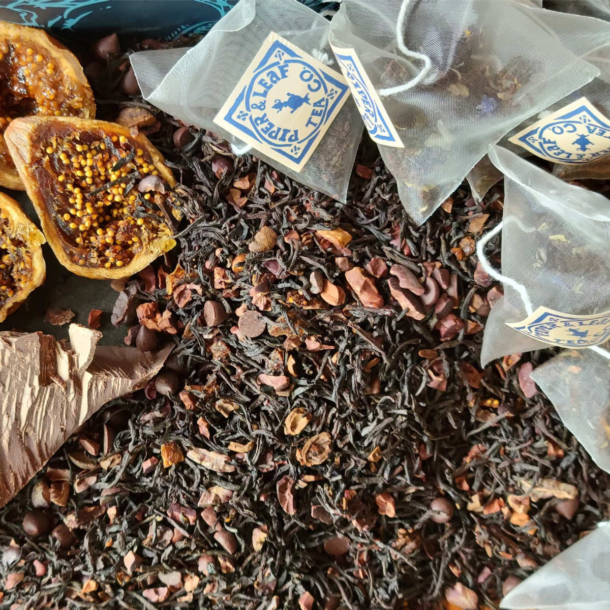 Piper and Leaf Chocola-Tea 9ct Tea Bags in Muslin, displayed in packaging with tea bags visible in the image.