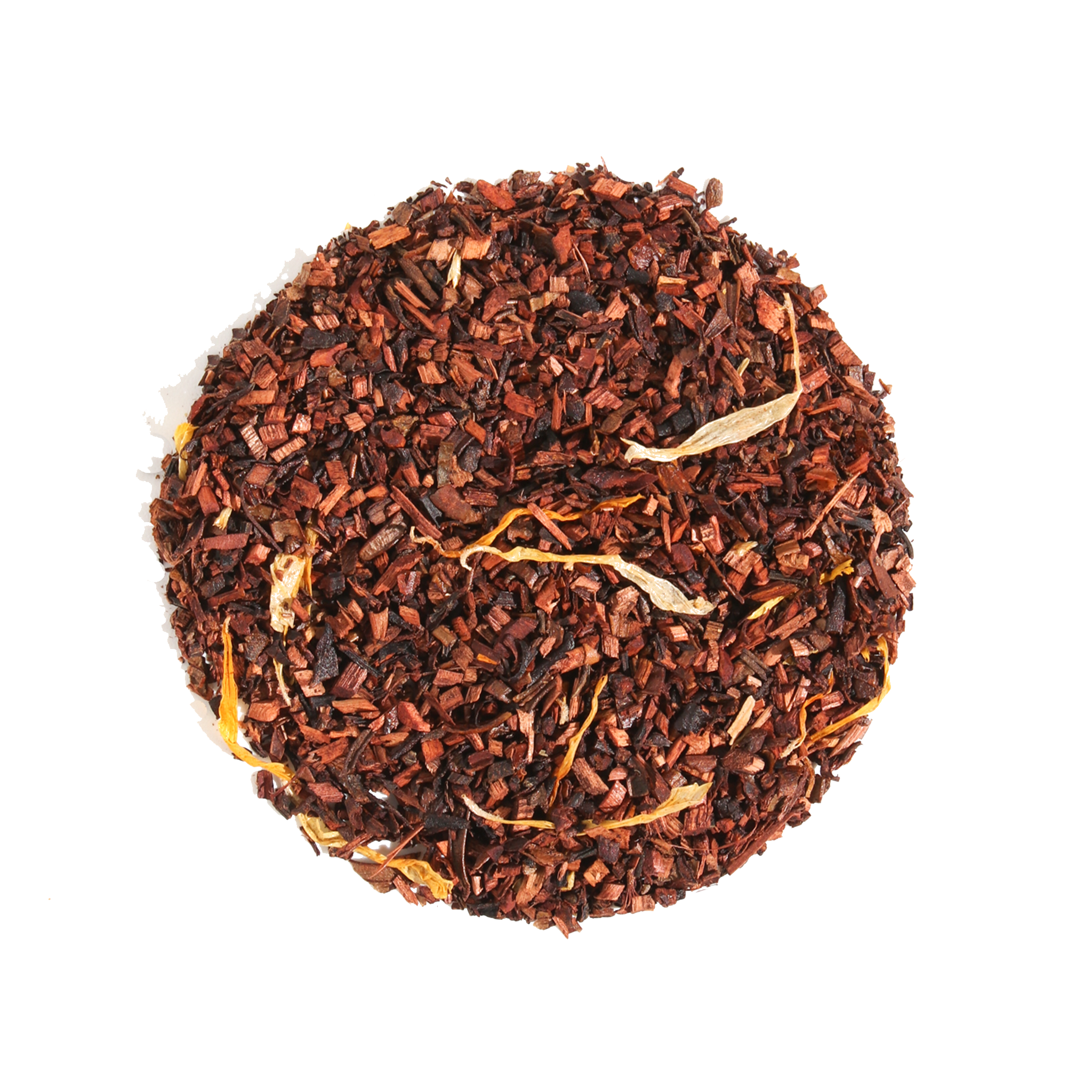 Plum Deluxe Vanilla Creme Herbal Tea in a circular package, showcasing honeybush tea with vanilla cream flavor.