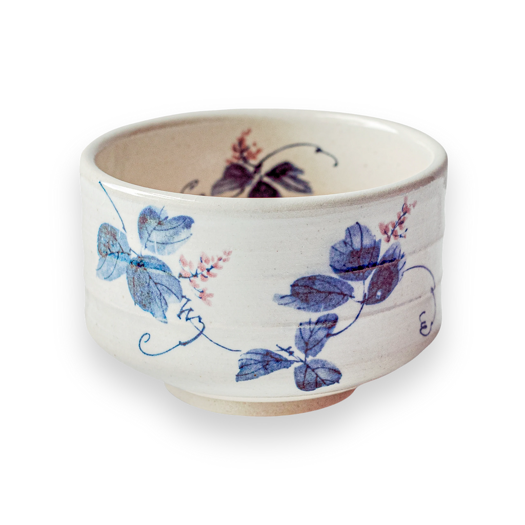 Aprika Life White Clay Kudzu Flowers Matcha Bowl