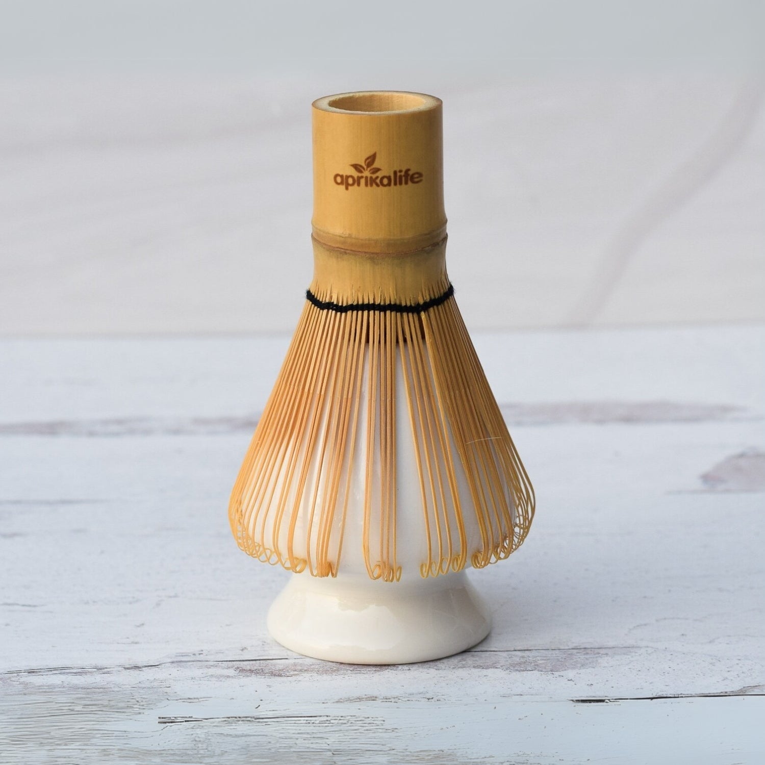 Aprika Life White Matcha Whisk Holder and Bamboo Whisk Set