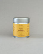 Teappo Yuzu Oolong Powder in a tea tin, showcasing 1.4 oz of premium Taiwanese oolong tea powder, ideal for lattes.