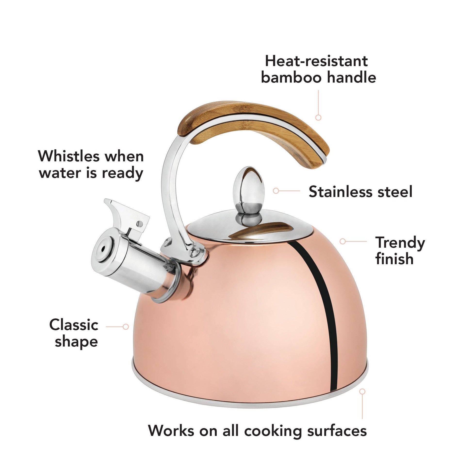 Pinky Up Presley Tea Kettle in Rose Gold