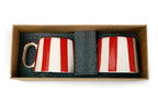 Casa Amarosa Ceramic Red Stripe Cup - 3.5 x 2.5 Inches ( Set of 2 )
