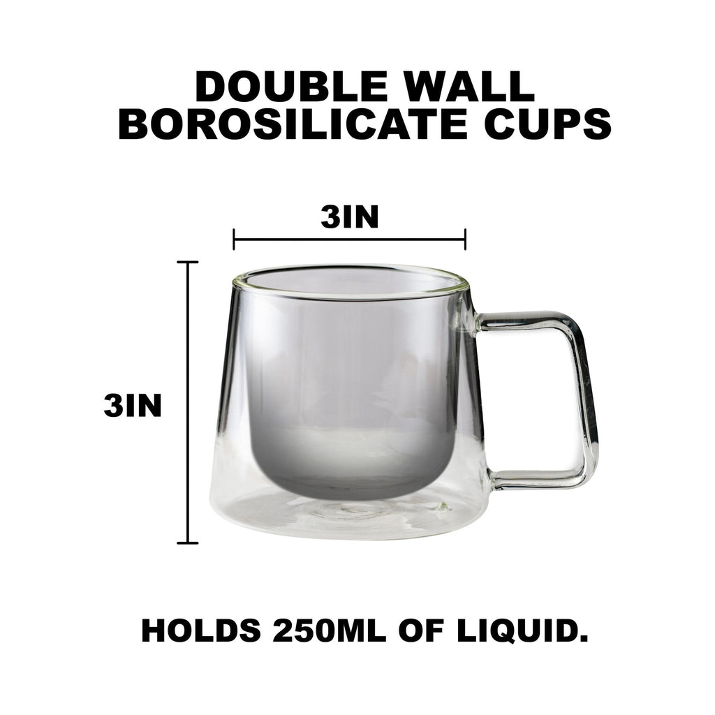 Double Walled Glass Coffee Drink Mug with Handle