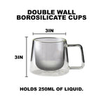 Double Walled Glass Coffee Drink Mug with Handle