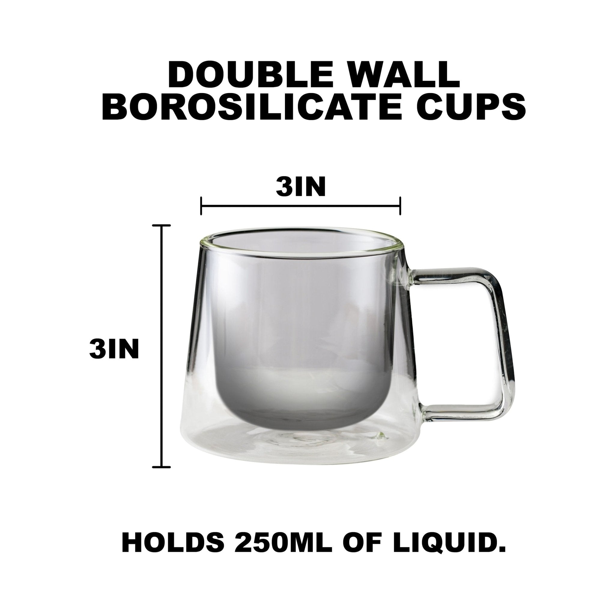 Double Walled Glass Coffee Drink Mug with Handle