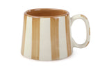 Casa Amarosa Ceramic Brown Stripe Cup - 3.5 x 2.5 Inches ( Set of 4 )