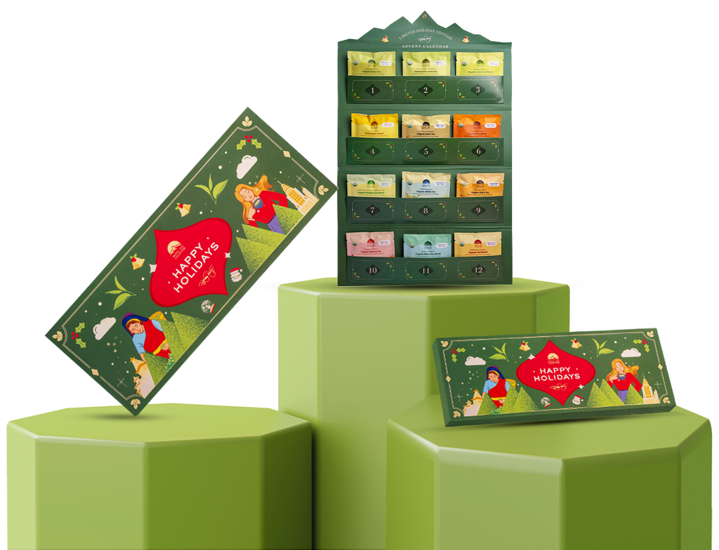 Tea Advent Calendar by Nepal Tea featuring a colorful assortment of tea blends in a festive calendar format.