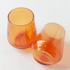 Creative Women Handblown Hammered Glass Water Tumbler, Amber - set of 4
