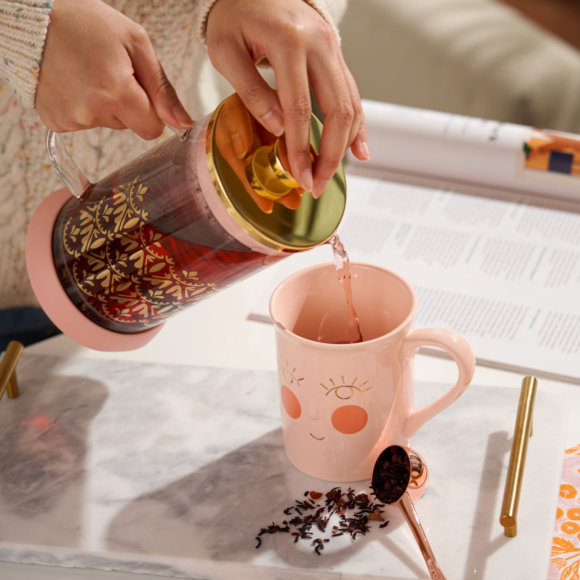 Pinky Up Riley Casablanca Glass Tea Press Pot