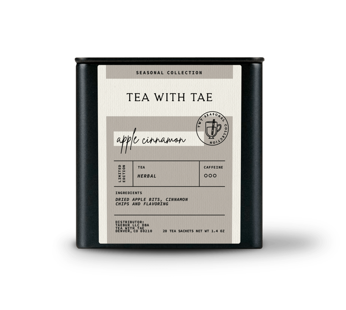 Tea with Tae Apple Cinnamon Tea Tin Gift (20 Sachets)