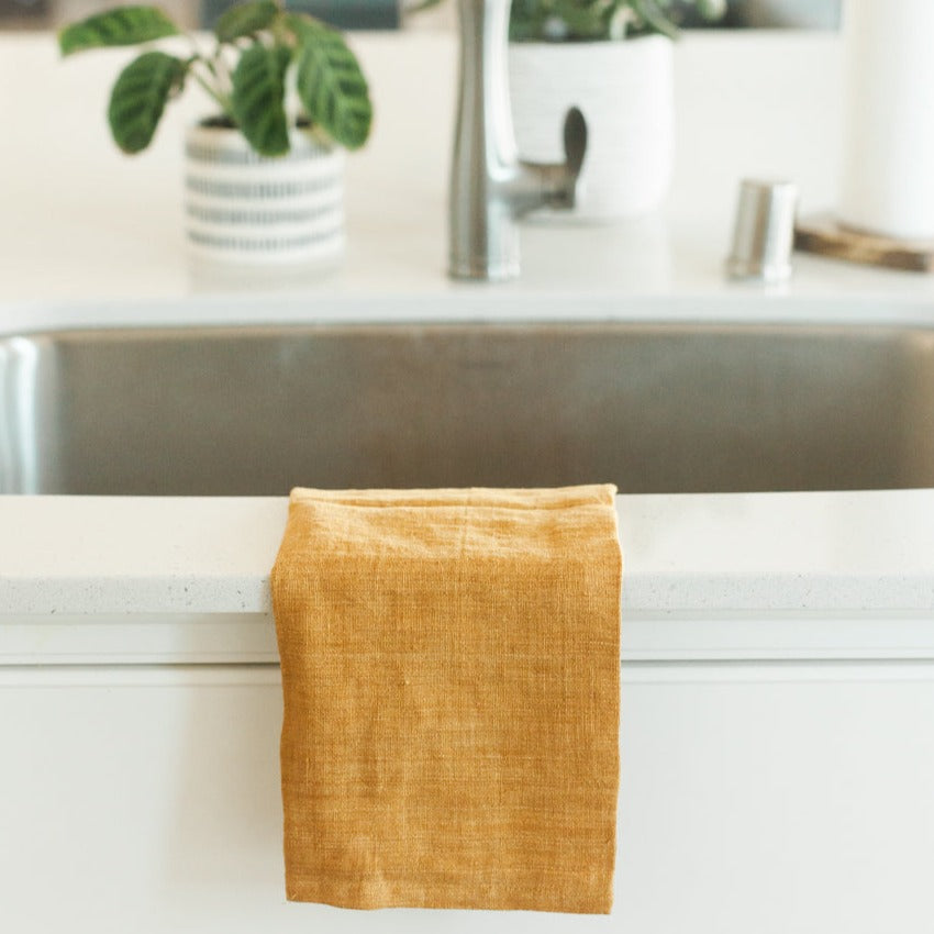 Creative Women Stone Washed Linen Tea Towel - Gold