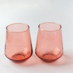 Creative Women Handblown Hammered Glass Water Tumbler, Blush - set of 4