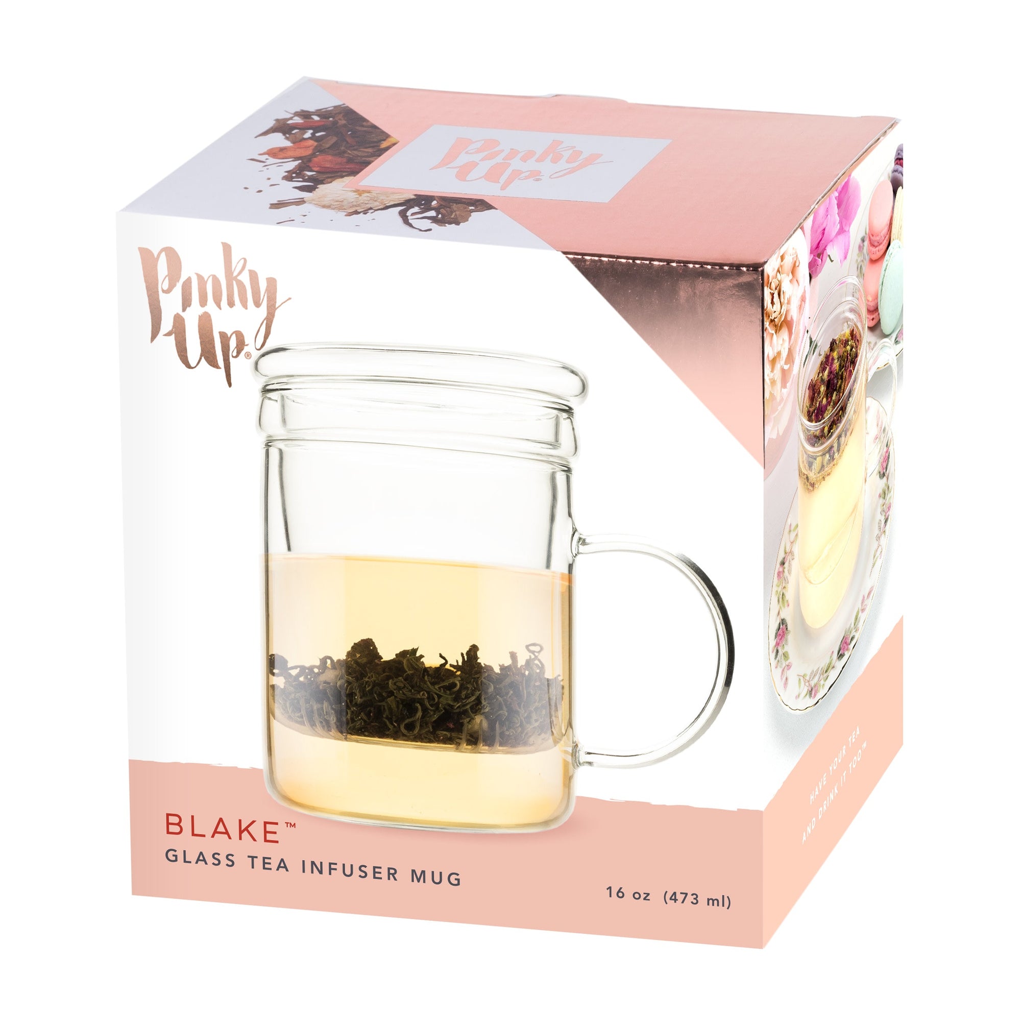 Pinky Up Blake Glass Tea Infuser Mug