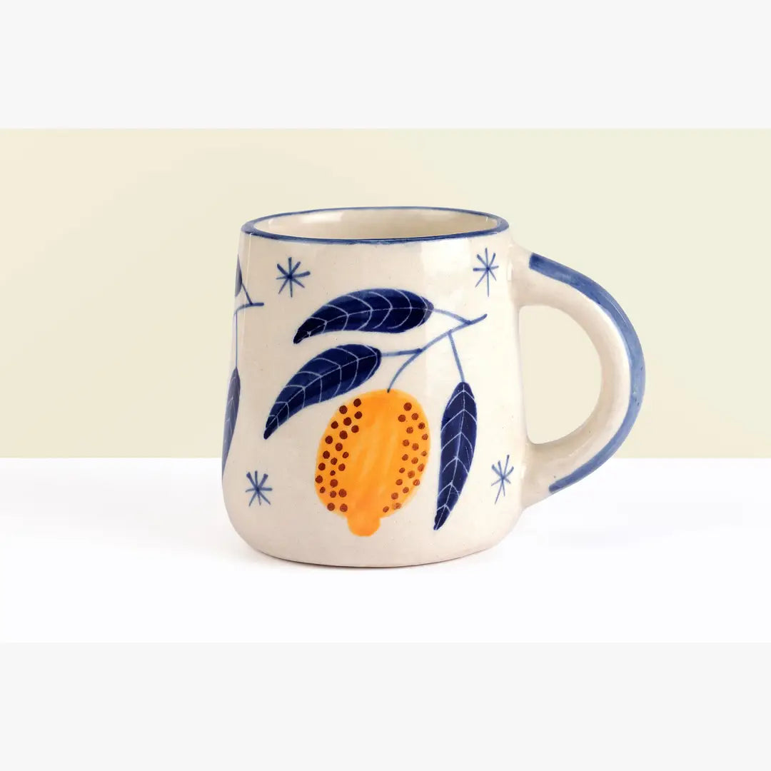 Lemon Mug- Yellow , 3.5 X 3 Inches ( Set of 2 )