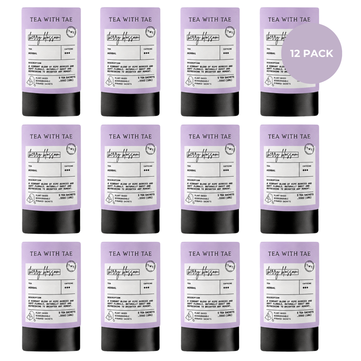Tea with Tae Berry Blossom Mini Tea Tube (5 tea bags) Herbal Tea
